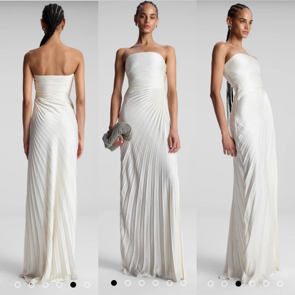 NWT A.L.C. Bianca Strapless Pleated Maxi Dress in Whisper White Size 6